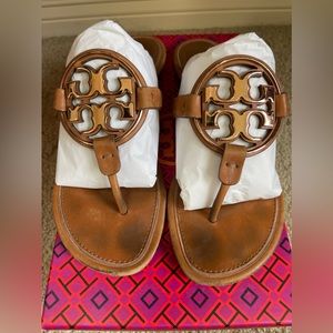 TORY BURCH - METAL MILLER SOFT SANDAL TAN/ROSE GOLD